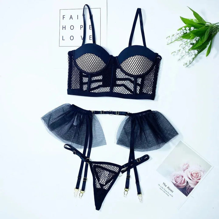 3-częściowy komplet bielizny bralette z falbanką