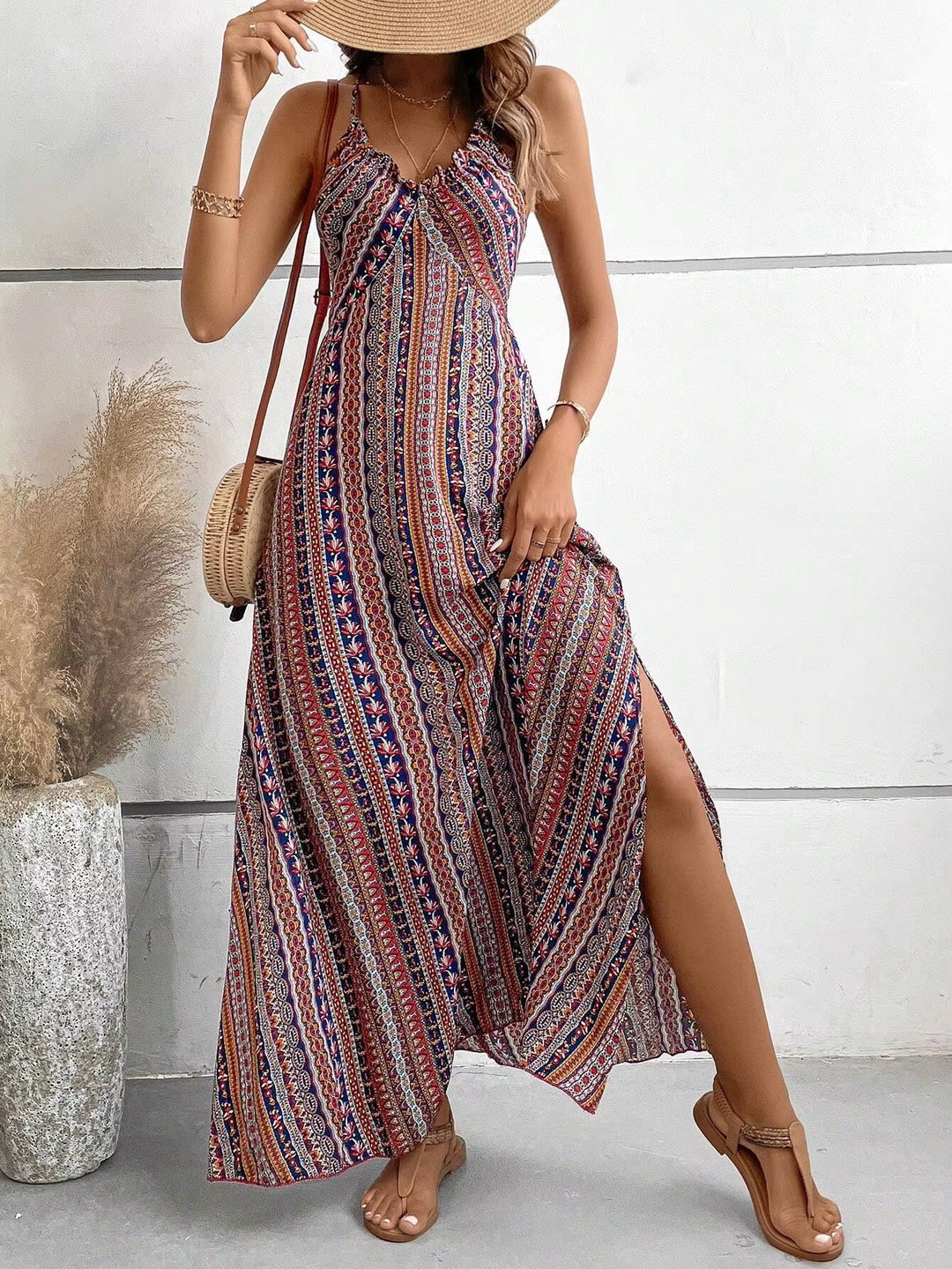 Luźna długa sukienka w stylu boho