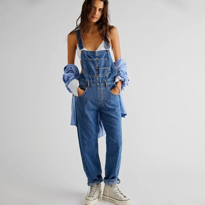 Damskie ogrodniczki jeansowe