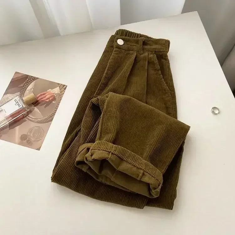 Damskie sztruksowe spodnie typu baggy
