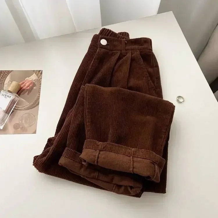 Damskie sztruksowe spodnie typu baggy