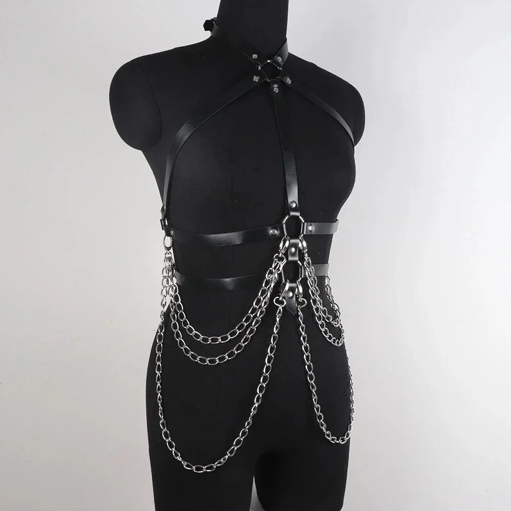 Długi harness z łańcuchami