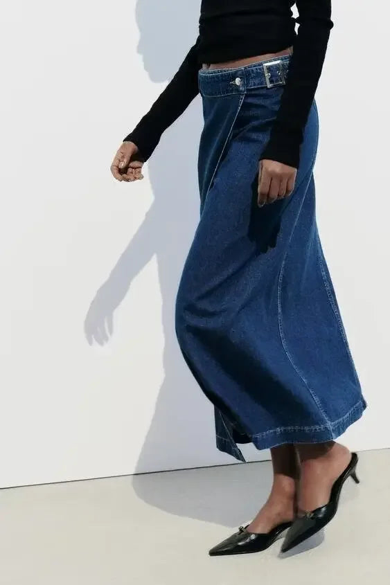 Jeansowa spódnica maxi