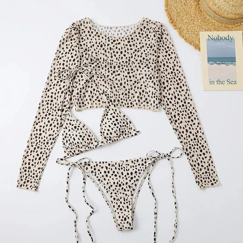 Kostium bikini z siateczkowym topem
