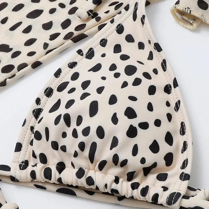Kostium bikini z siateczkowym topem