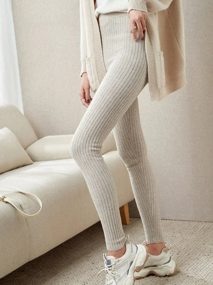 Legginsy damskie prążkowane