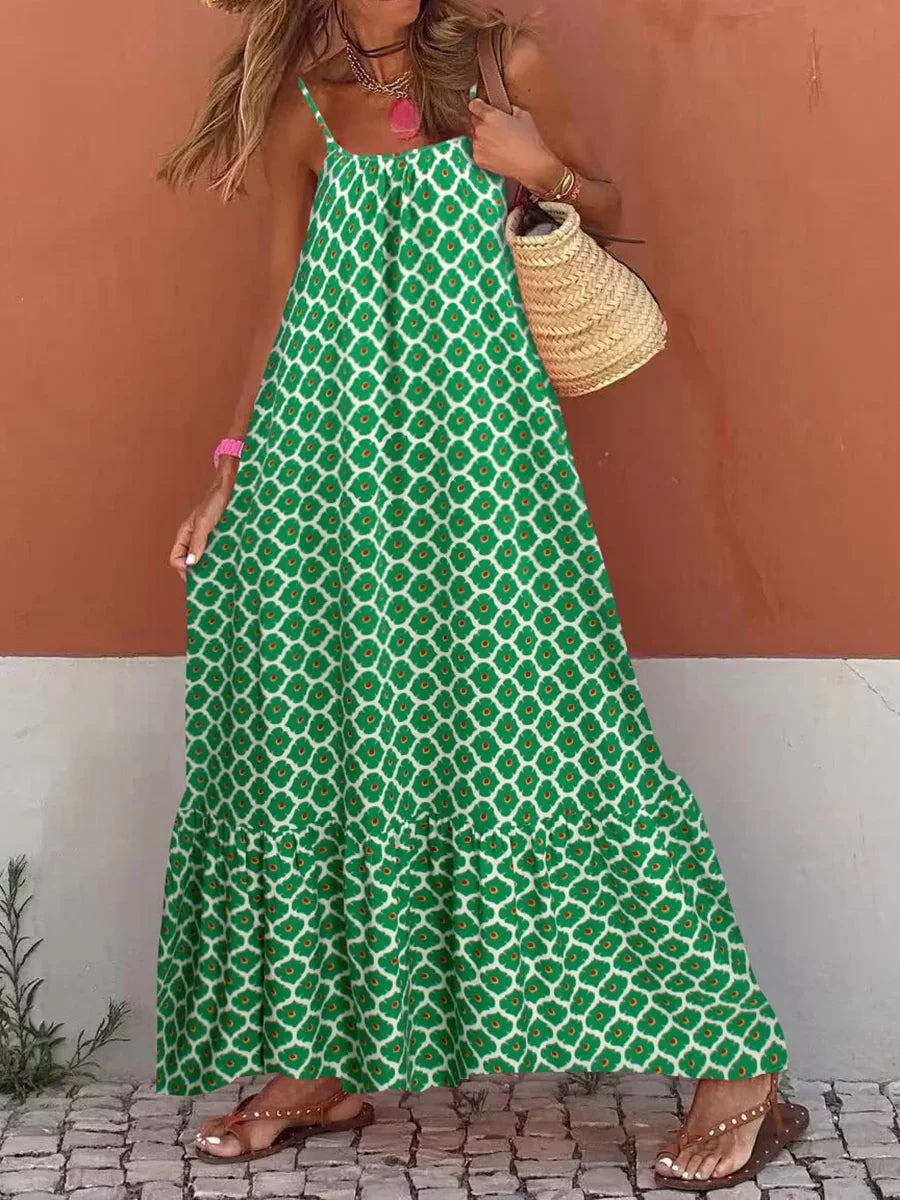 Luźna sukienka maxi bez ramiączek