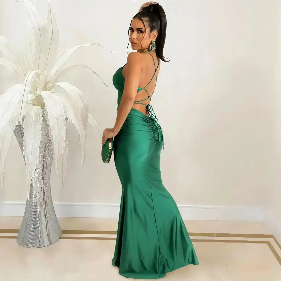 Satynowa sukienka maxi