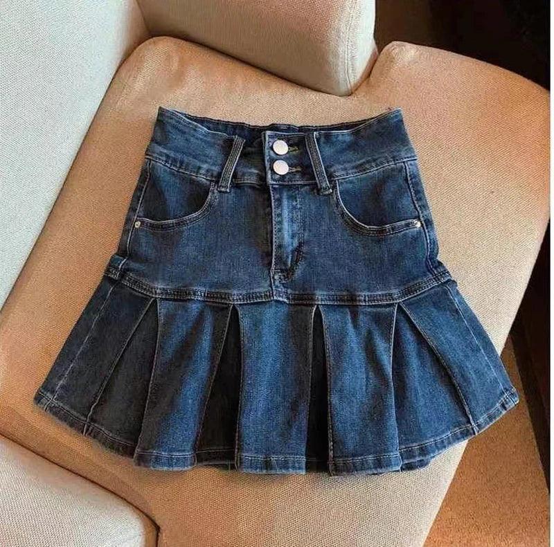 Spódnica jeansowa mini z falbaną