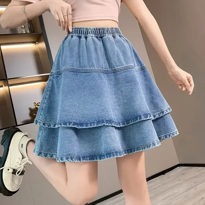 Zwiewna spódnica midi denim